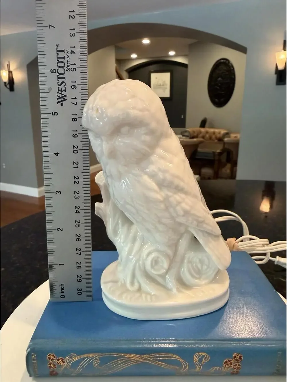 Vintage White Porcelain Owl Lamp Made In Japan EUC